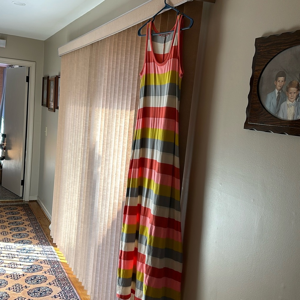 Colorful striped summer maxi tank dress